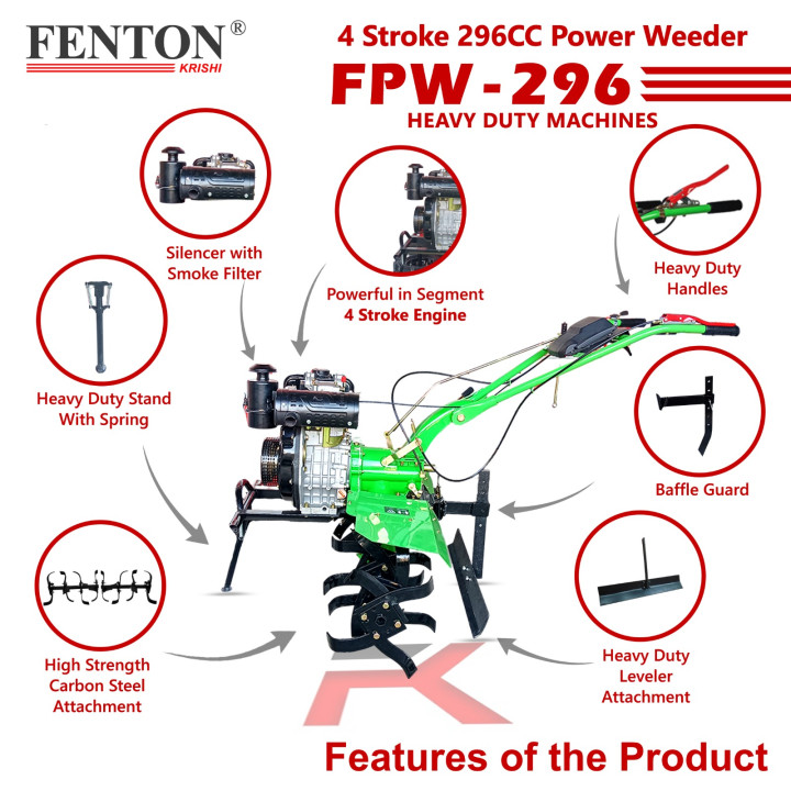 Fenton Krishi 8HP Diesel Power Weeder 296cc (120cm Working Width)