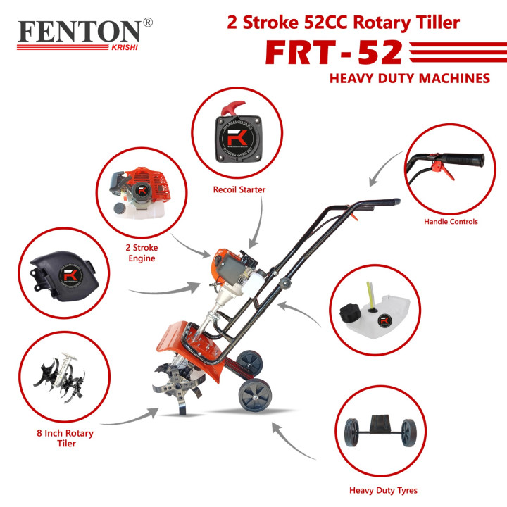 Fenton Krishi 52cc Petrol Rotary Tiller Brush Cutter 1.47HP – thumb