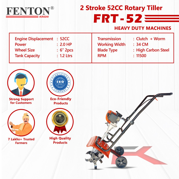 Fenton Krishi 52cc Petrol Rotary Tiller Brush Cutter 1.47HP – thumb