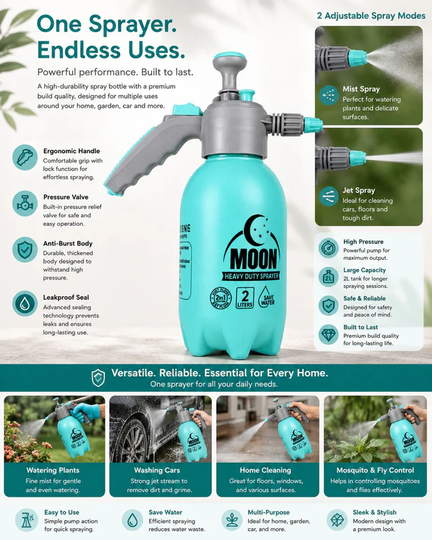 Herms Moon Heavy Duty 2L Manual Pressure Sprayer with Adjustable Nozzle – thumb