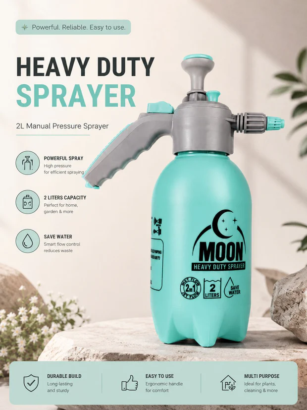 Herms Moon Heavy Duty 2L Manual Pressure Sprayer with Adjustable Nozzle – thumb