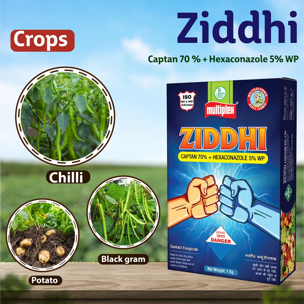 Multiplex Ziddhi Fungicide – Captan 70% + Hexaconazole 5% WP – thumb