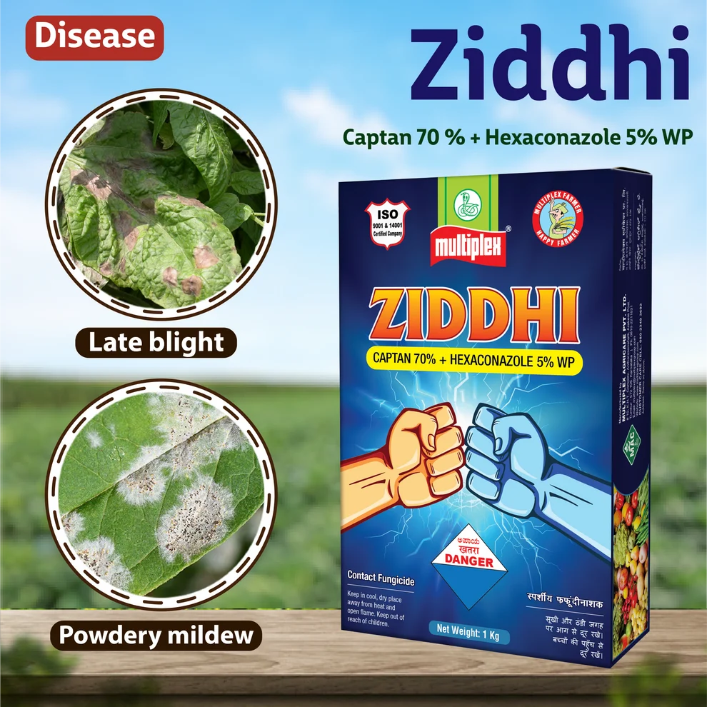 Multiplex Ziddhi Fungicide – Captan 70% + Hexaconazole 5% WP – thumb