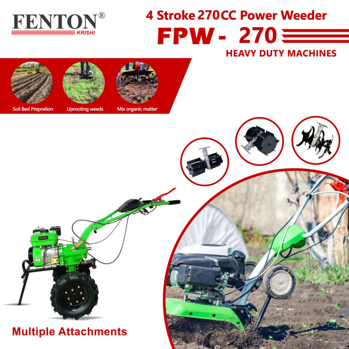 FENTON Krishi FPW-270 4 Stroke 270CC 9HP Heavy Duty Power Weeder – thumb