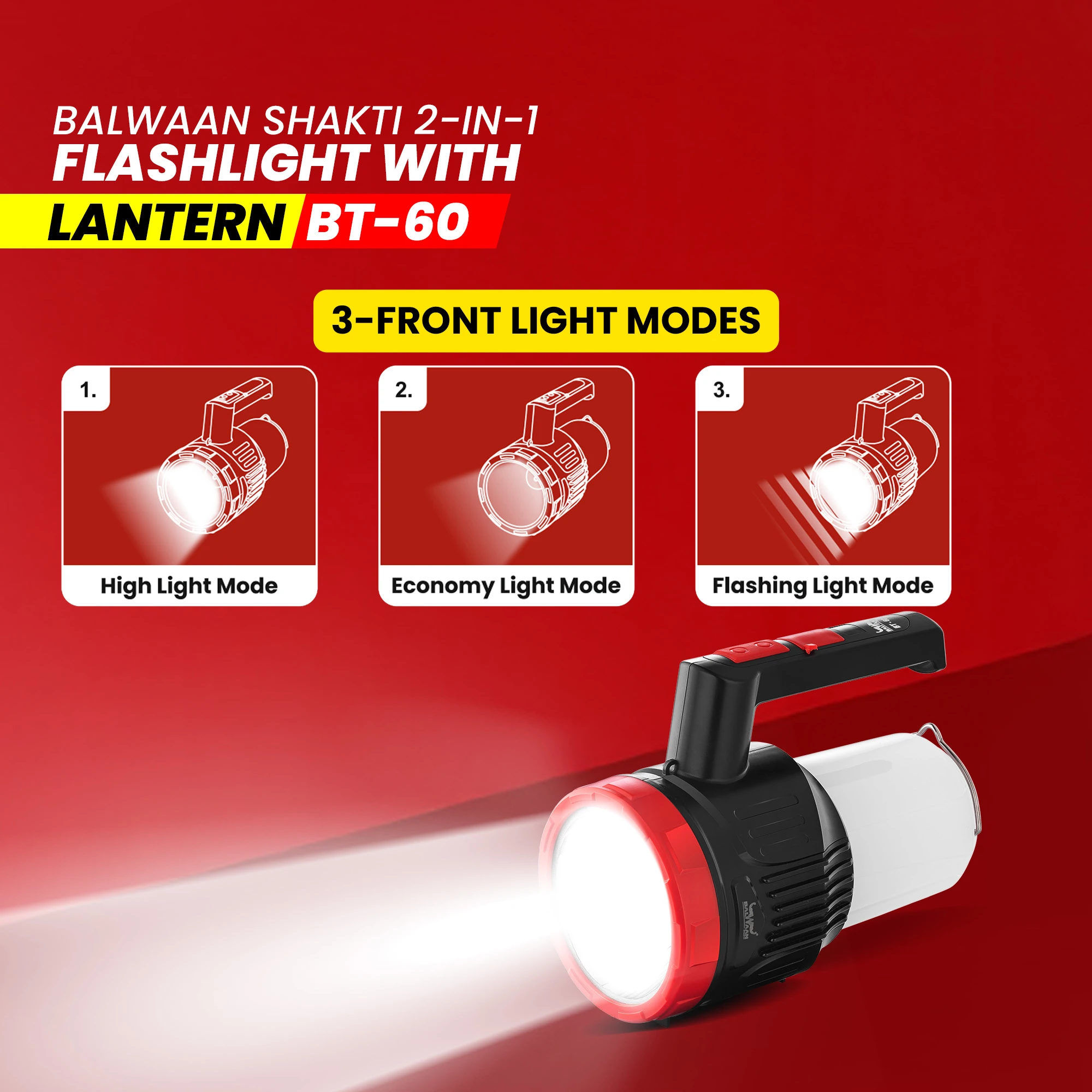 Balwaan Shakti 2 in 1 Flashlight with Lantern BT-60 – thumb