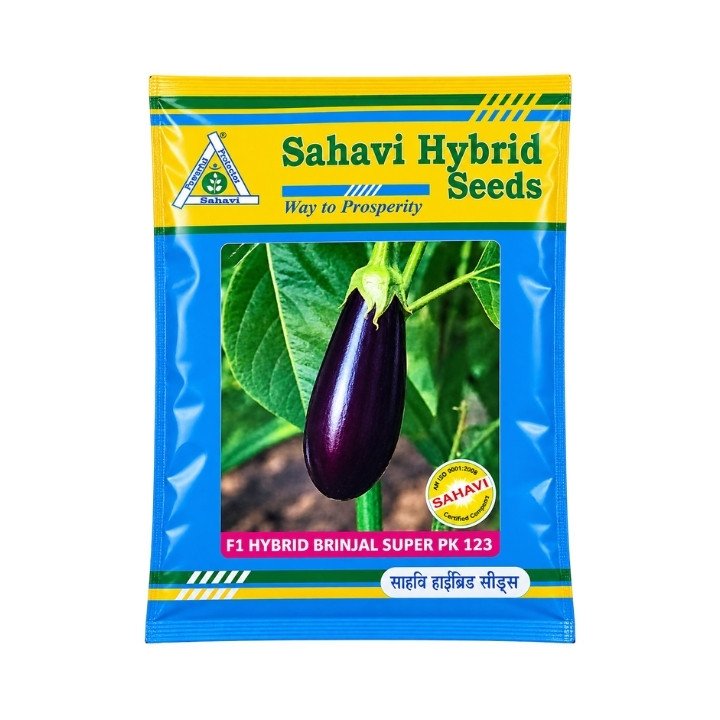 Sahavi Super PK 123 F1 Hybrid Brinjal Seeds – Dark Purple Brinjal