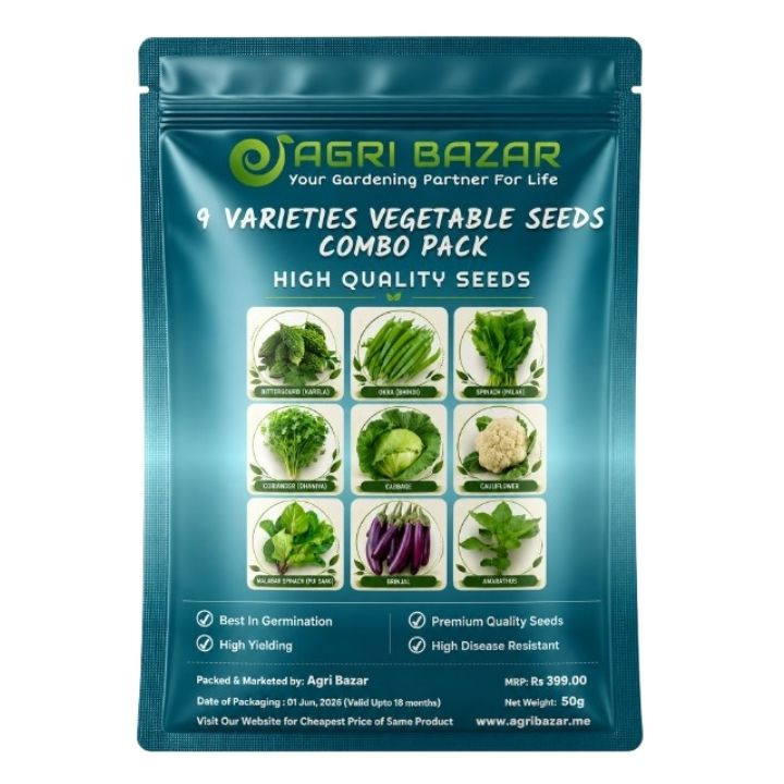 Agri Bazar 9 Varieties Vegetable Seeds Combo Pack | 1100+ Seeds – main view