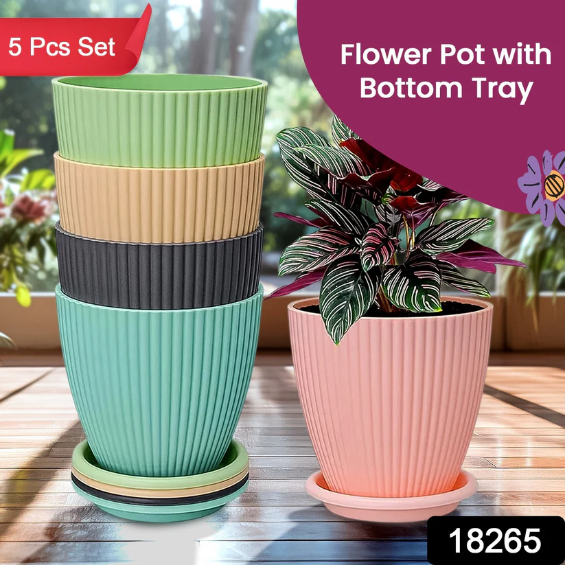 Plastic Flower Pot with Bottom Tray – thumb