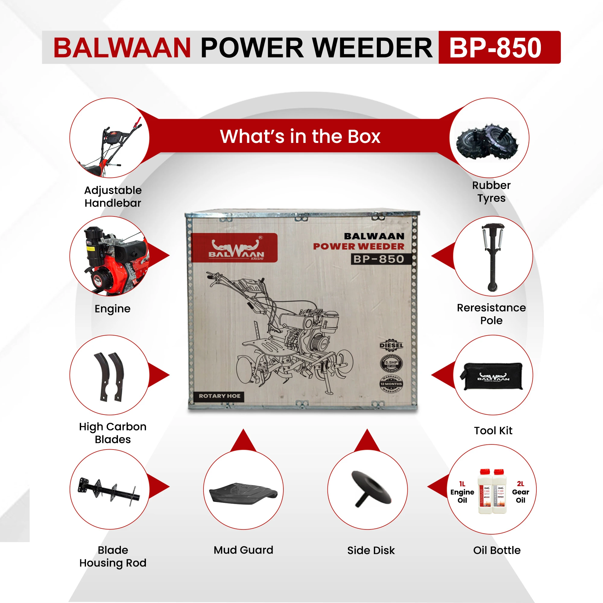 Balwaan BP 850 Power Weeder - (Diesel) – thumb
