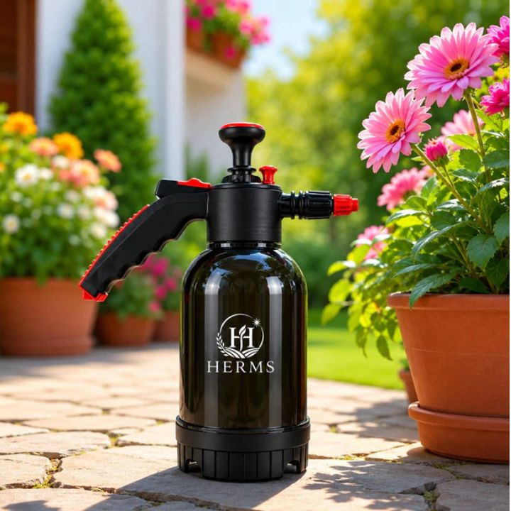 Herms Premium 2L Hand Pressure Garden Sprayer Black Pump with Adjustable Nozzle