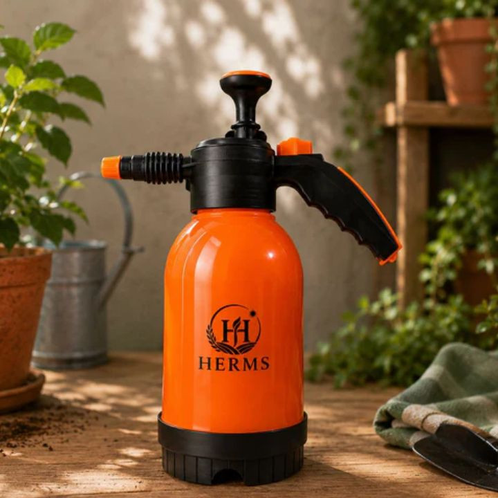 Herms Premium 2L Hand Pressure Garden Orange Spray Pump with 3 Spray Modes