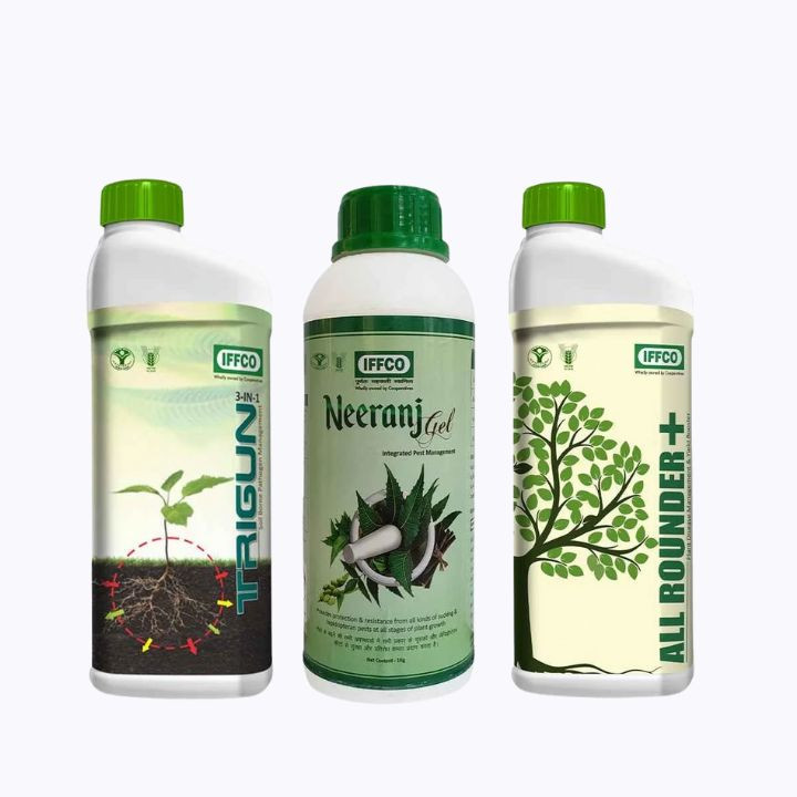 IFFCO 500ml Trigun 3-in-1, 500ml All Rounder Plus & 1000L Neeranj Gel Combo