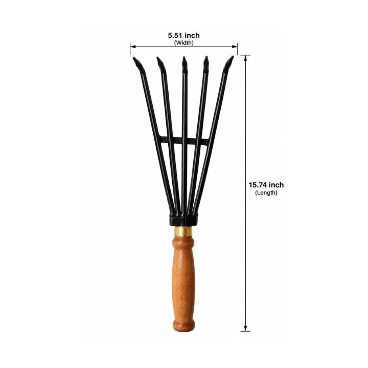 NASIRI GARDEN TOOLS Rake With Handle Wood (5 Tin)