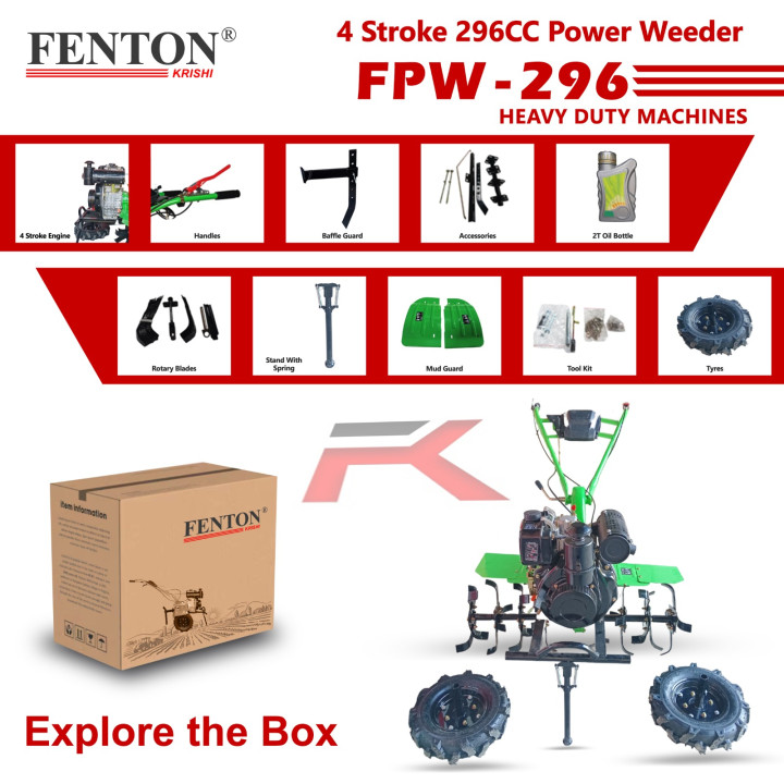 FENTON Krishi FPW-296 4 Stroke Diesel 296CC 8HP Heavy Duty Power Weeder – thumb